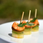 Gambas papillon, gelée de piment d'Espelette, avocat et granny